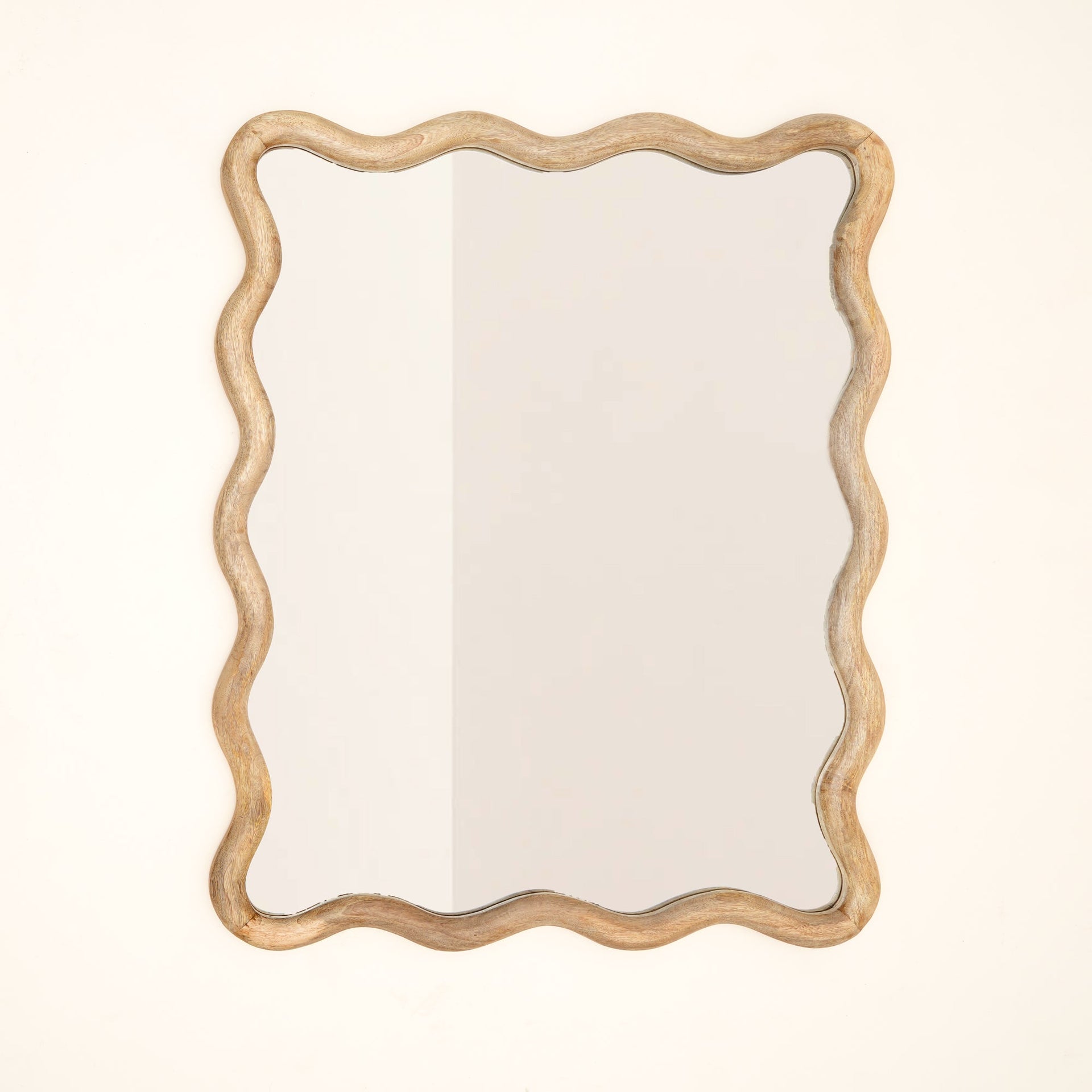 Decorative Wavy Wall Mirror with Mango Wood Frame, 36x48