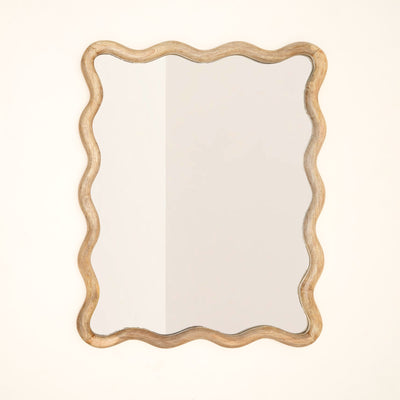 Decorative Wavy Wall Mirror with Mango Wood Frame, 36x48