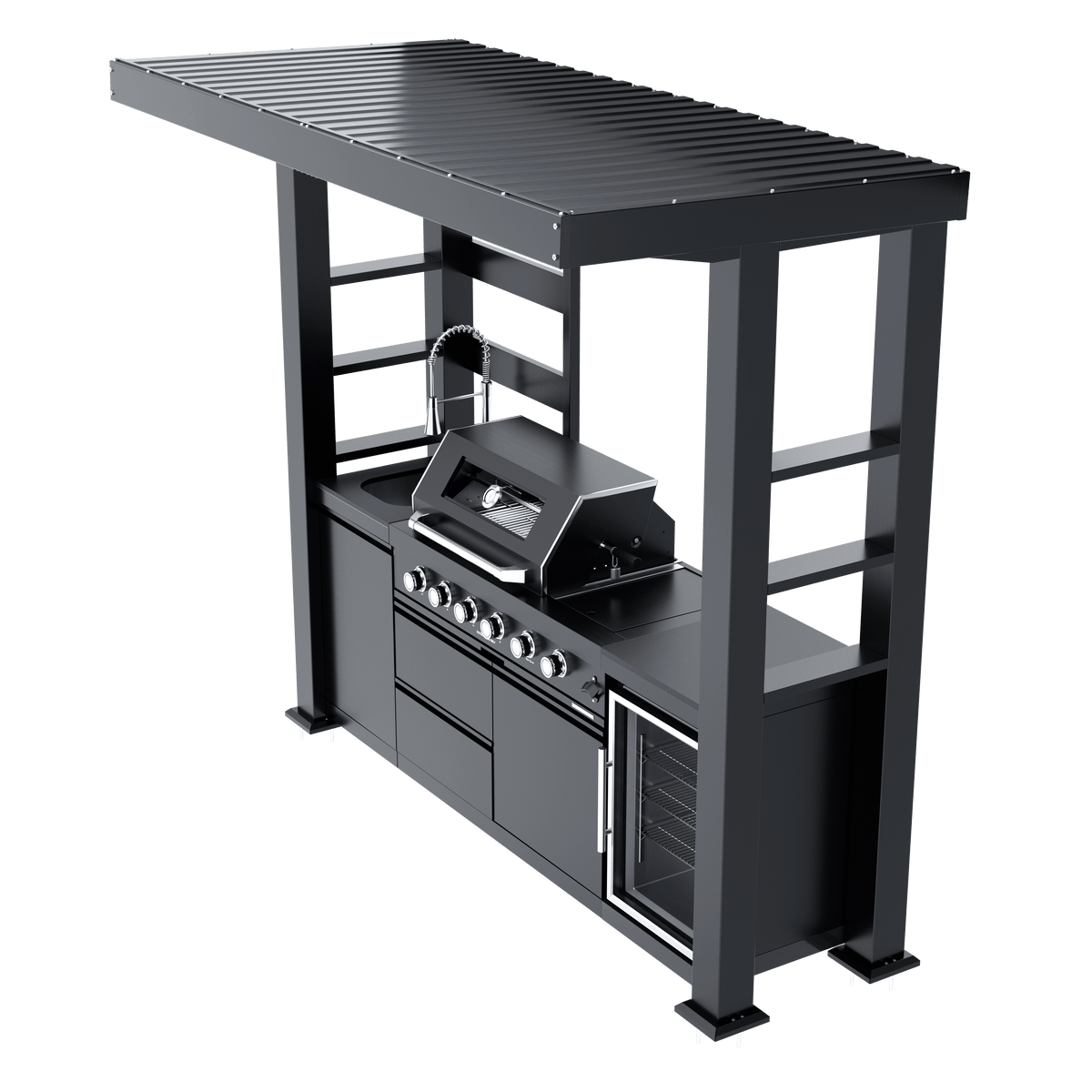 97-Inch 4-Burner Deluxe Stainless Steel Outdoor Kitchen Grill