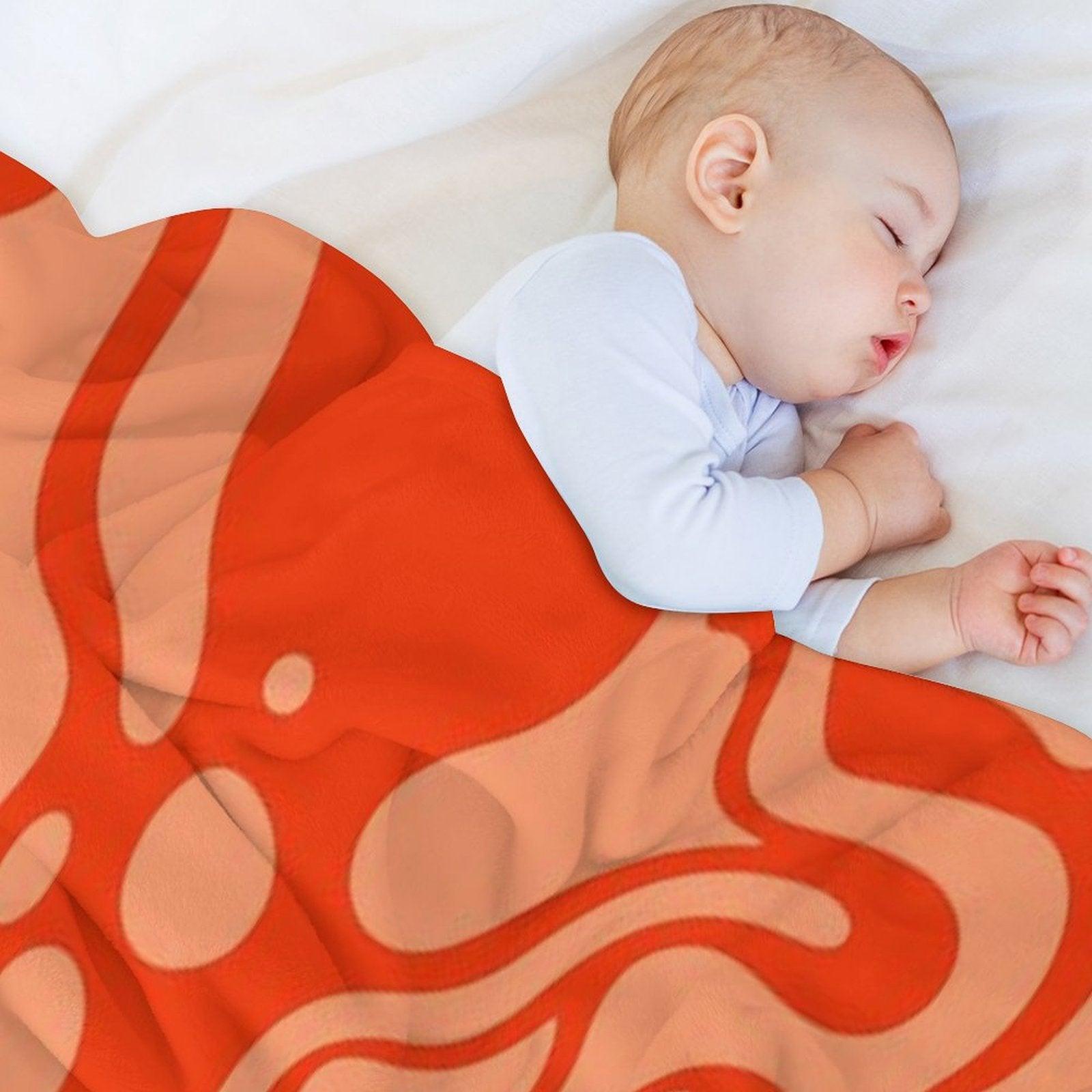 Marbled Pattern of Red Fluid Shapes Throw Blanket