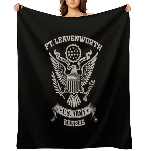 Fort Leavenworth Kansas US Army Base Tribute Throw Blanket