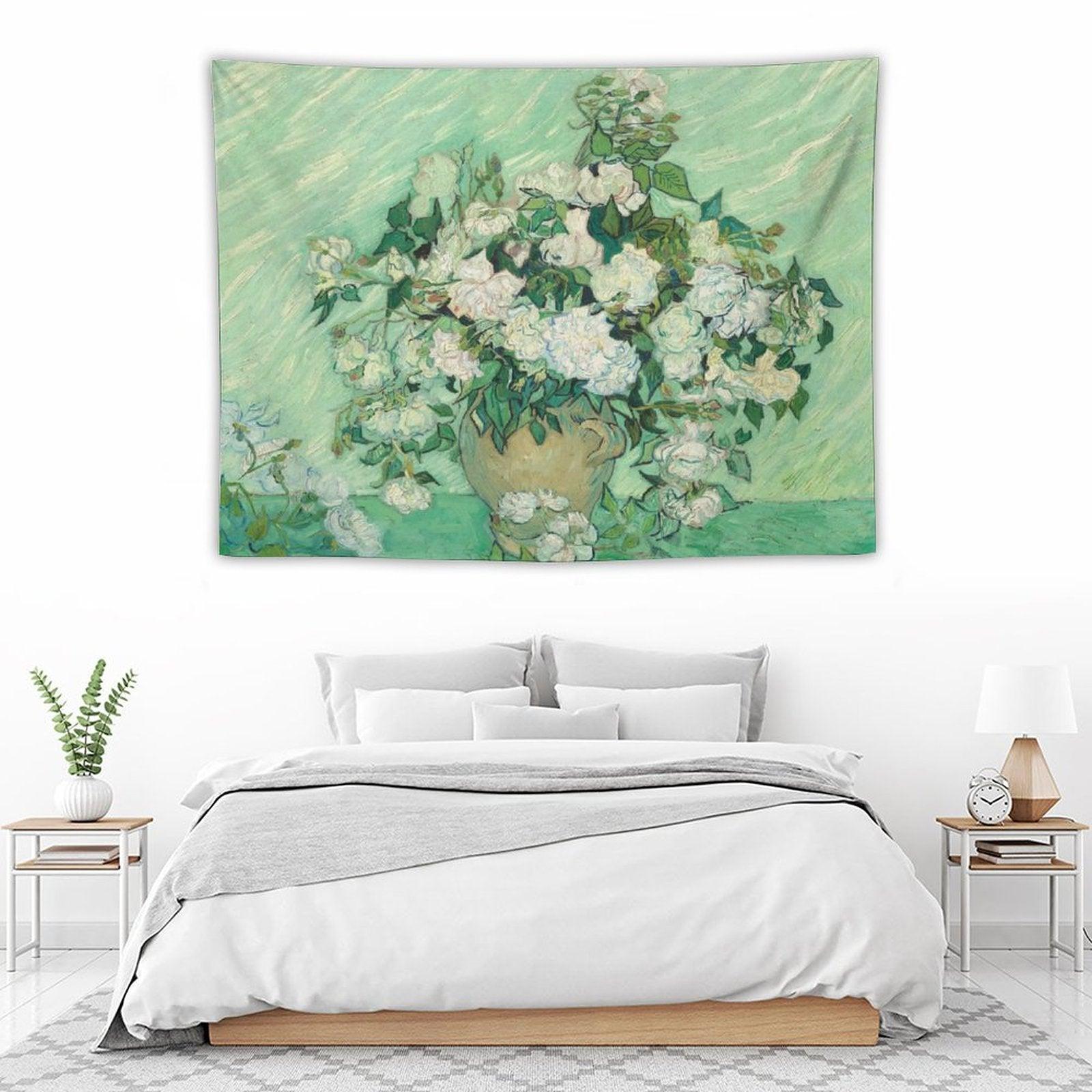 Van Gogh’s Vase with Pink Roses Tapestry
