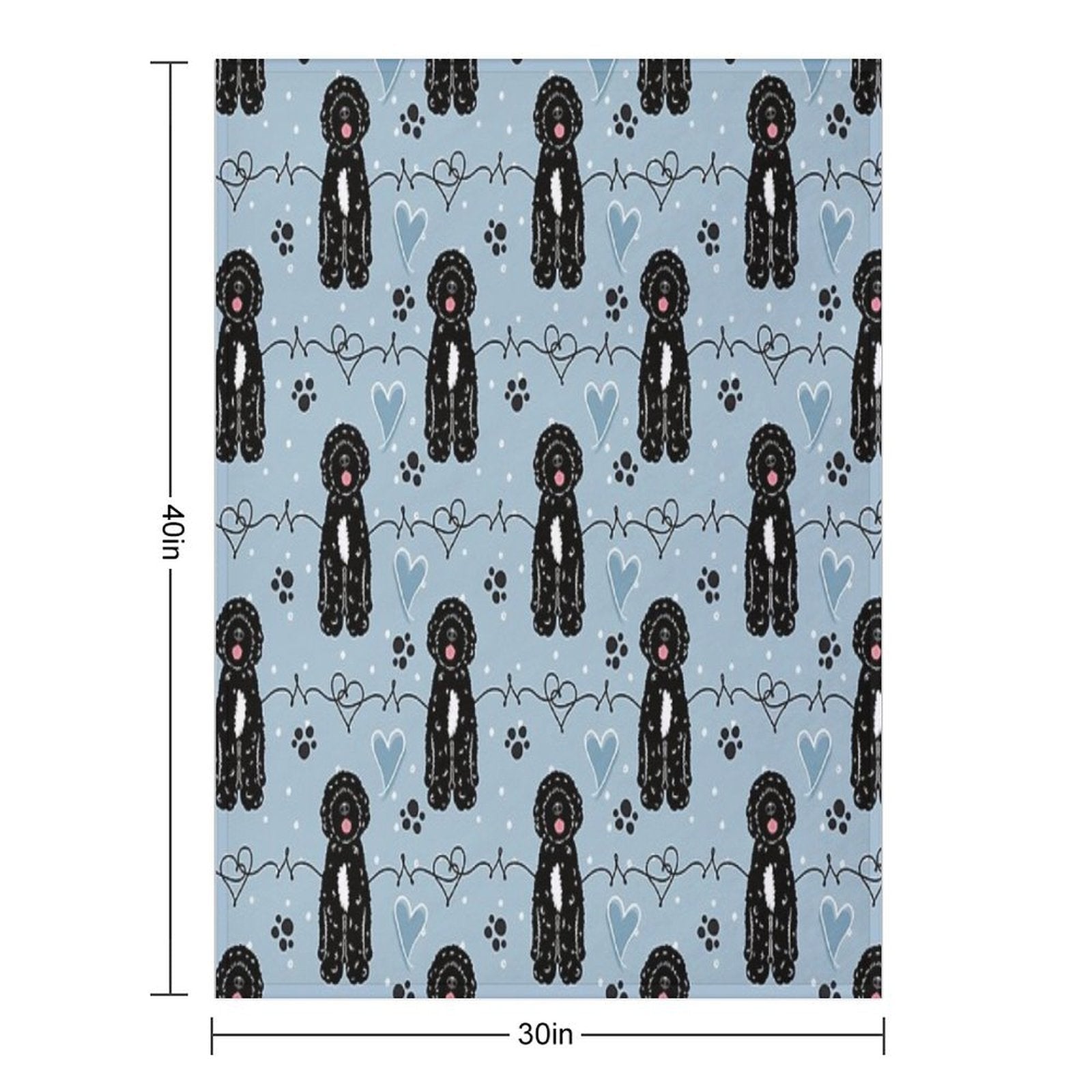 Love Black White Portuguese Water Dog Lightweight Throw Blanket