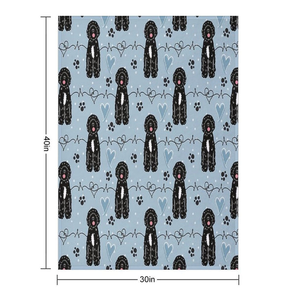 Love Black White Portuguese Water Dog Lightweight Throw Blanket