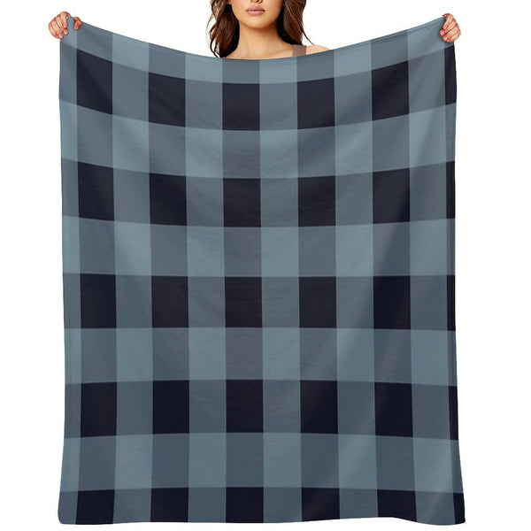 Turquoise And Navy Buffalo Plaid Premium Throw Blanket