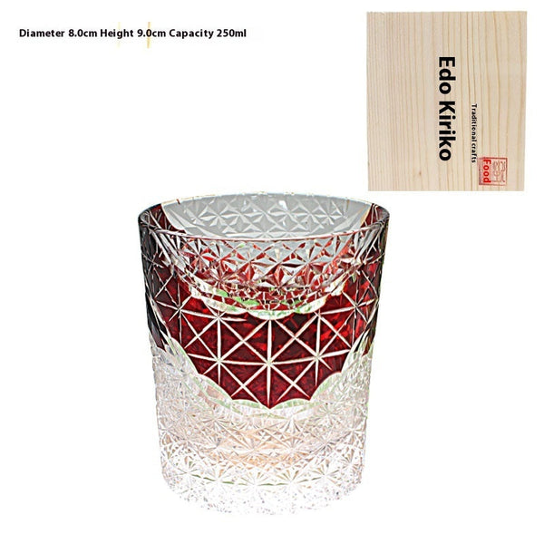 Edo Kiriko Japanese Handmade Cut Glass Cup – Single or Set of 4