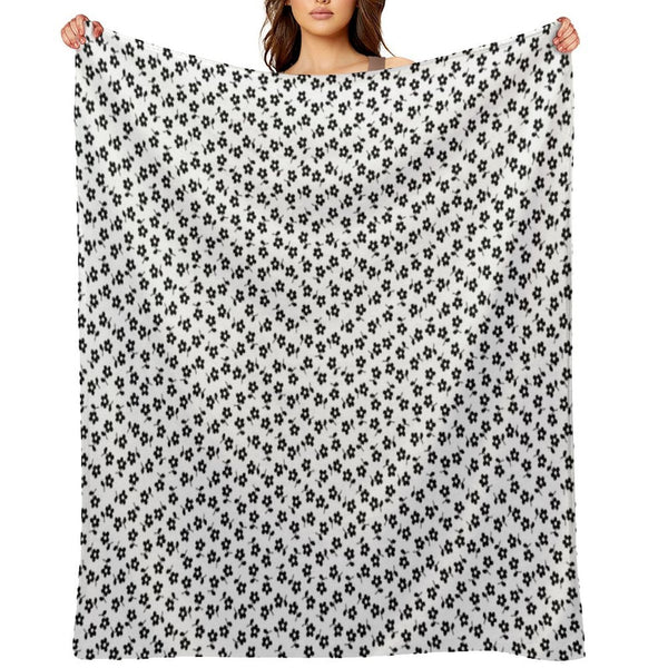Forget Me Nots - Black on White Multi-functional Throw Blanket