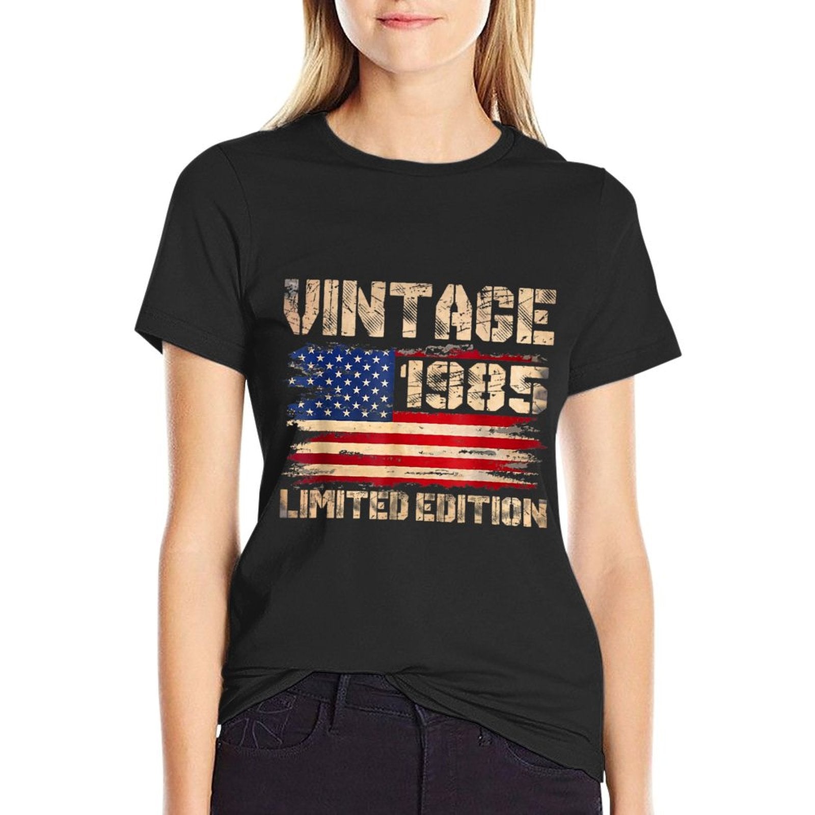 Vintage 1985 40th Birthday Gifts 40 Year Old American Flag T-Shirt BionZax