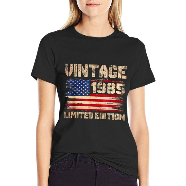 Vintage 1985 40th Birthday Gifts 40 Year Old American Flag T-Shirt BionZax