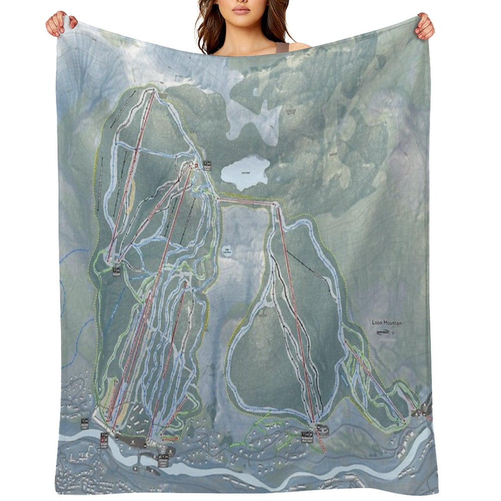 Loon Mountain Resort Trail Map Anti-pilling Throw Blanket