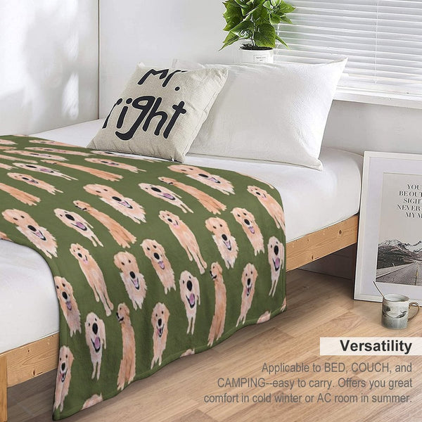 Golden Retrievers Olive Quick-dry Throw Blanket