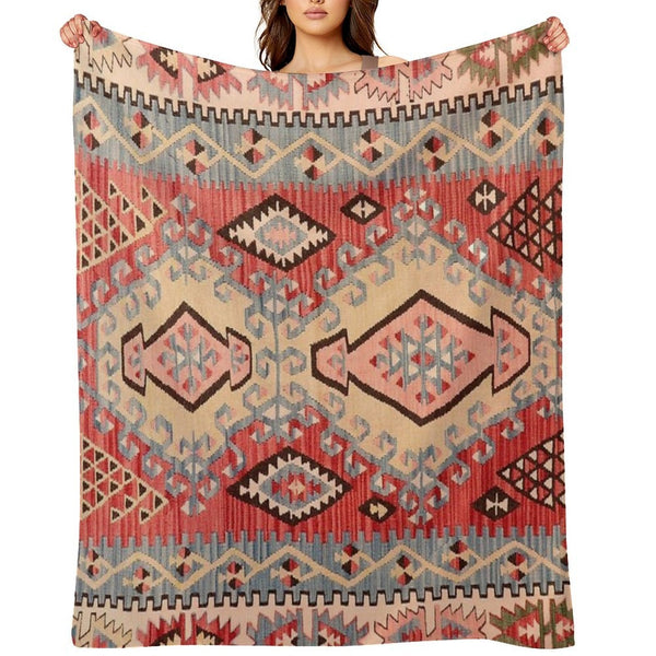 Vintage Anatolian Kilim 1970`s Versatility Throw Blanket