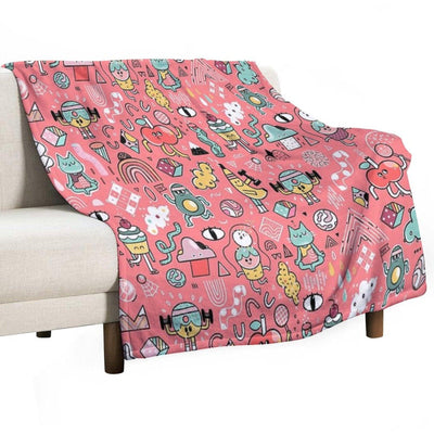 Funny Crazy Avocado, Banana, Ice Cream, Apple, Cat, Cupcake. Fitness Food. Throw Blanket