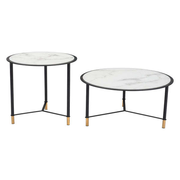 Davis Coffee Table Set (2-Piece) White & Black