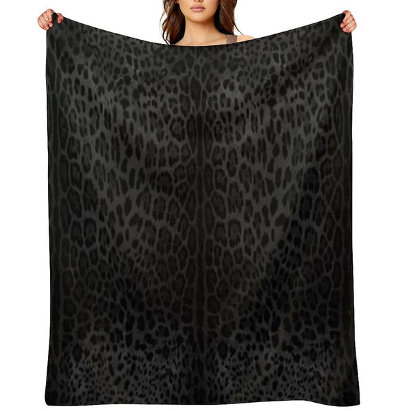 Black Leopard Print Skin Throw Blanket