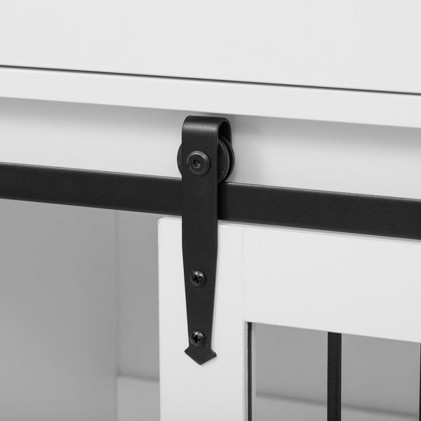 Modern Style 2-in-1 Pet Friendly Dog Crate Kitchen Island End Table Natural White MDF Metal Pine