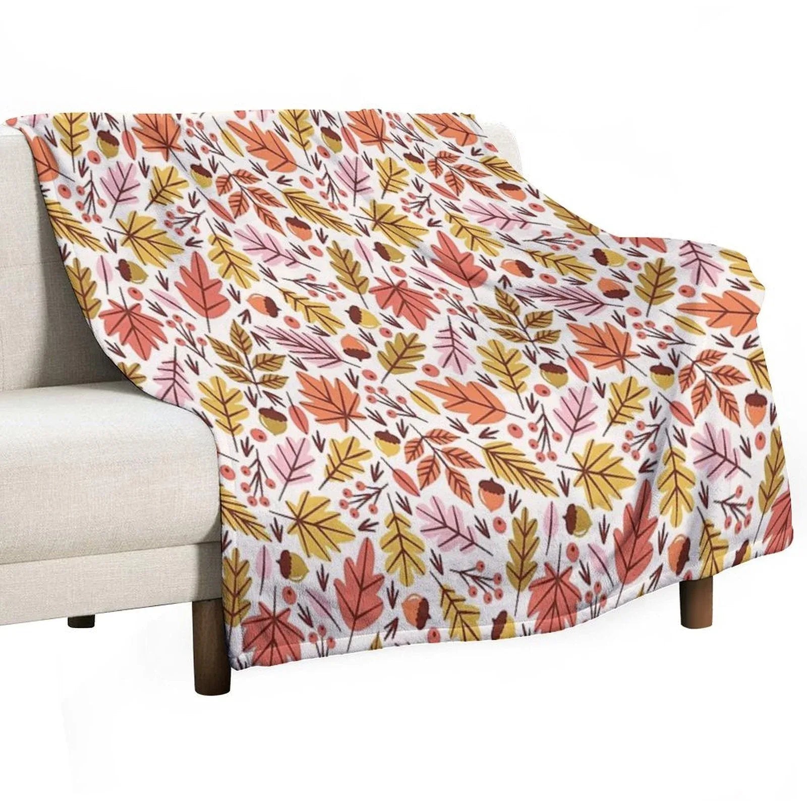 Leaves & Acorns Throw Blanket