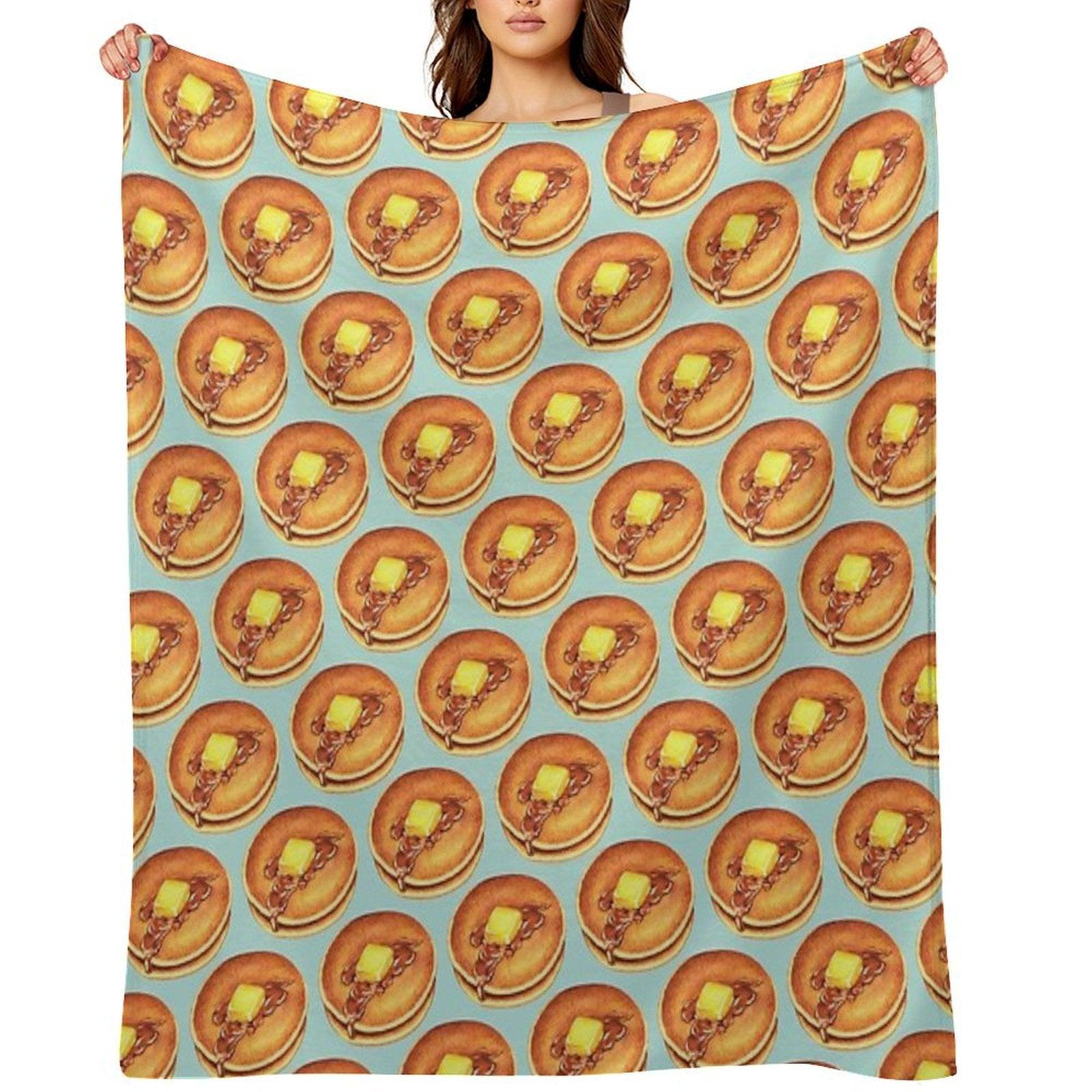 Pancakes Pattern - Blue Throw Blanket