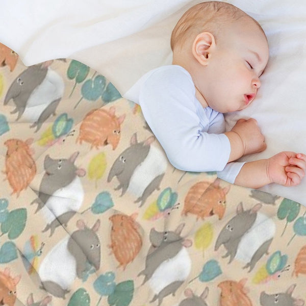 Tapir-peach Velvety-soft Throw Blanket