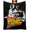 Back to The Future - DeLorean Fire Tracks, Marty And Doc Stencil Fan Art Throw Blanket