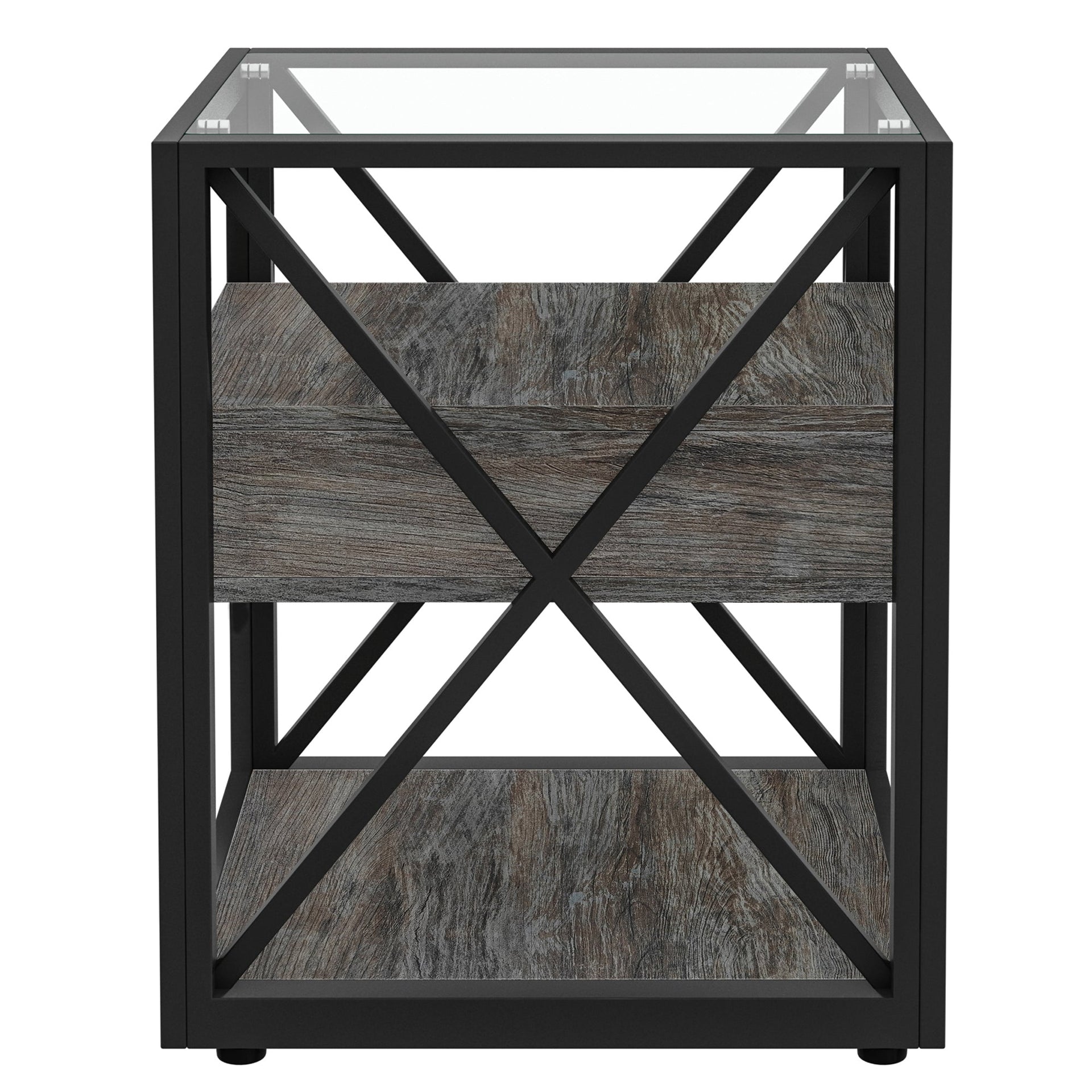 Set of 2 Modern End Tables with Drawer - Nightstands