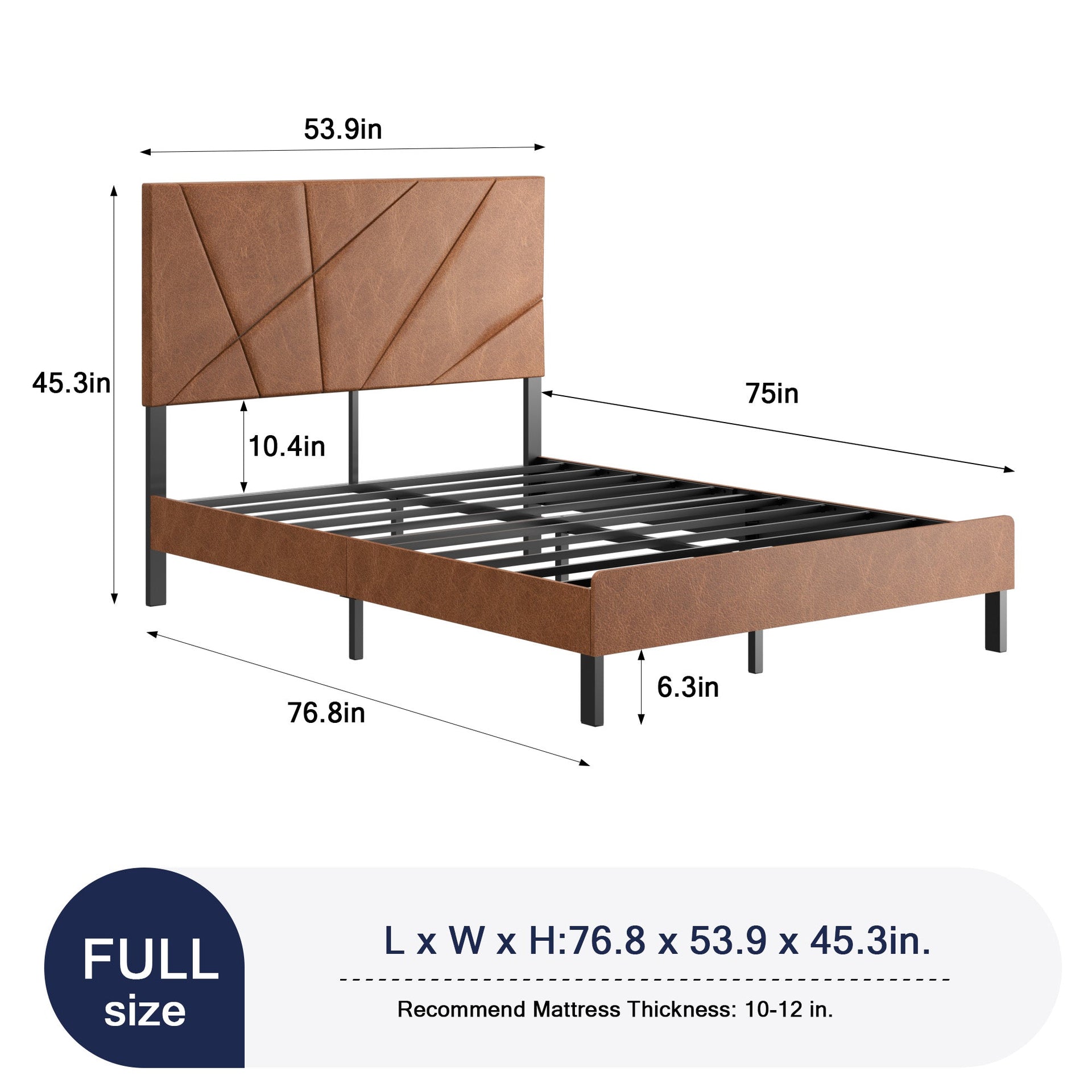 Full Size Metal Bed Frame with Under-Bed Storage
