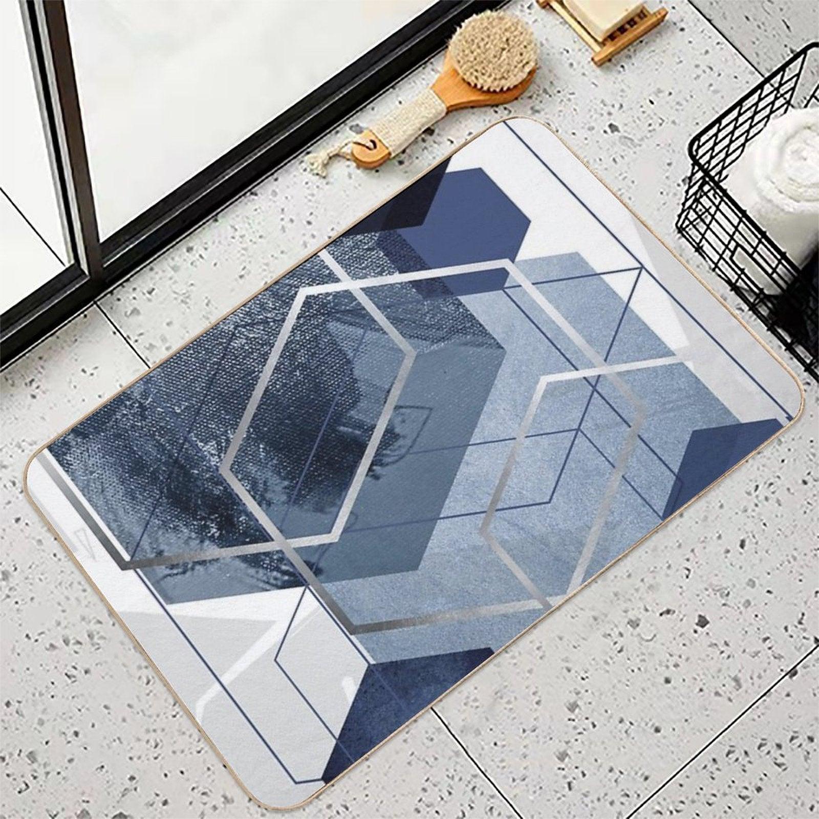 Blue And Grey Geo  Multi-Purpose Bath Mat