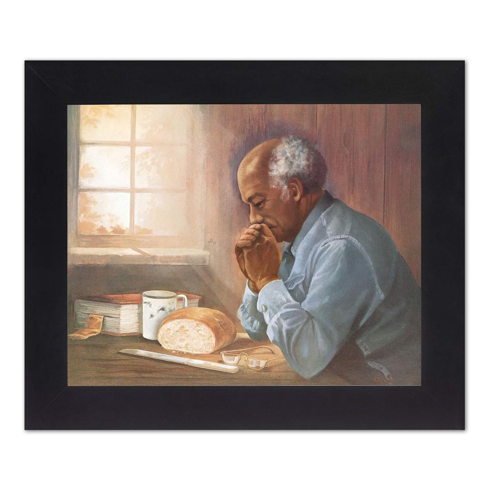 Religious Wall Art - African American Man Praying Framed Art Print 8x10