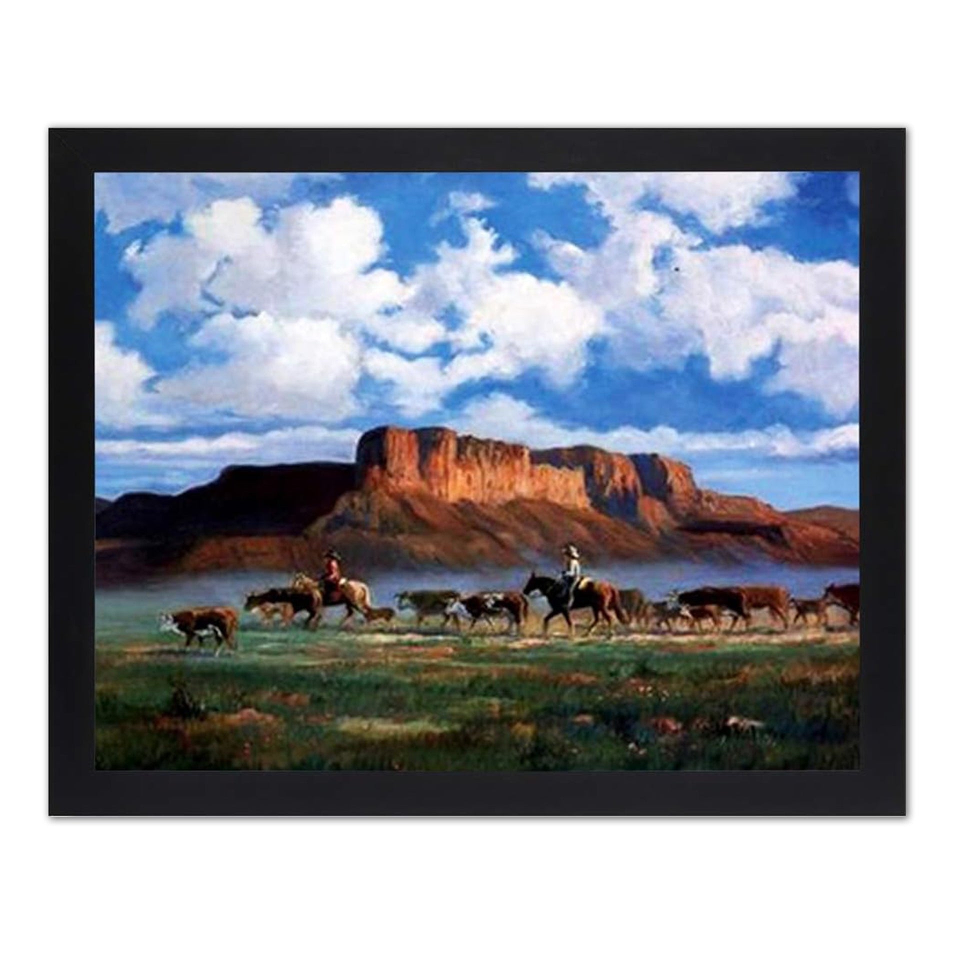 Western Landscape Art Print - Cowboy Wall Art 16x20 Rustic Framed Decor