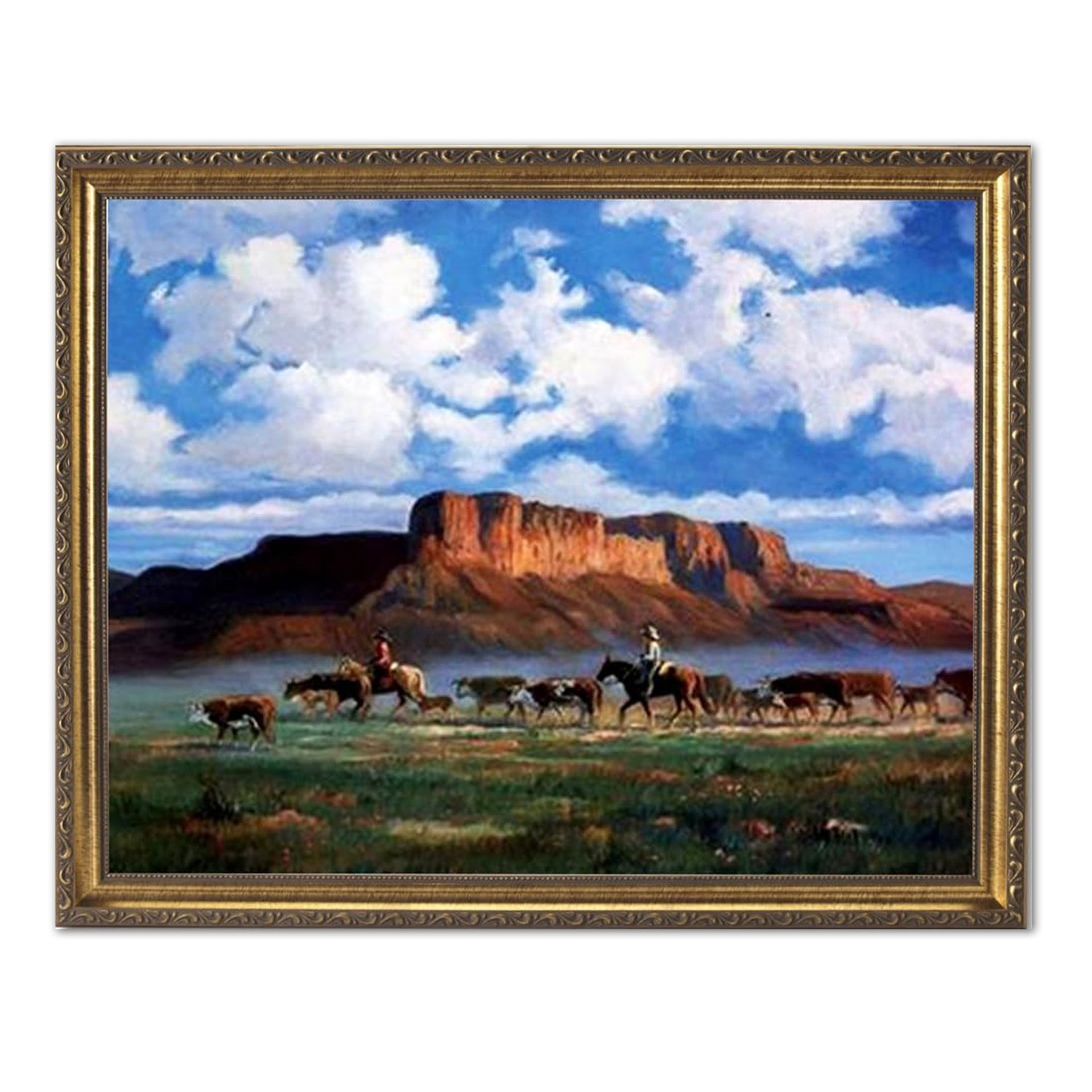 Western Landscape Art Print - Cowboy Wall Art 16x20 Rustic Framed Decor