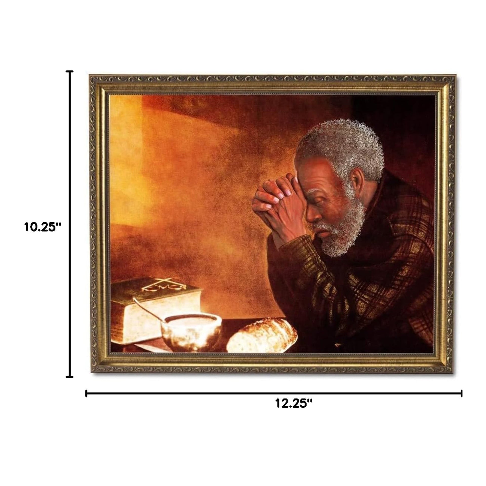 African American Art Print - Black Daily Bread Man Praying | 8x10 Framed Wall Art