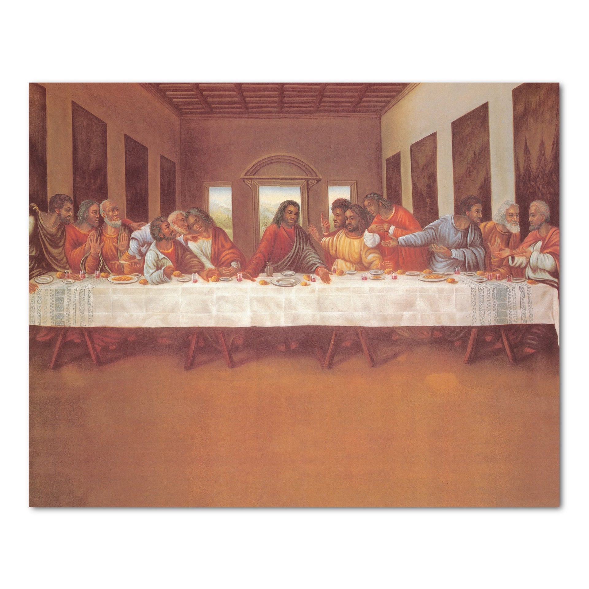 Last Supper Art Print - African American Jesus & Disciples 16x20 Religious Wall Art