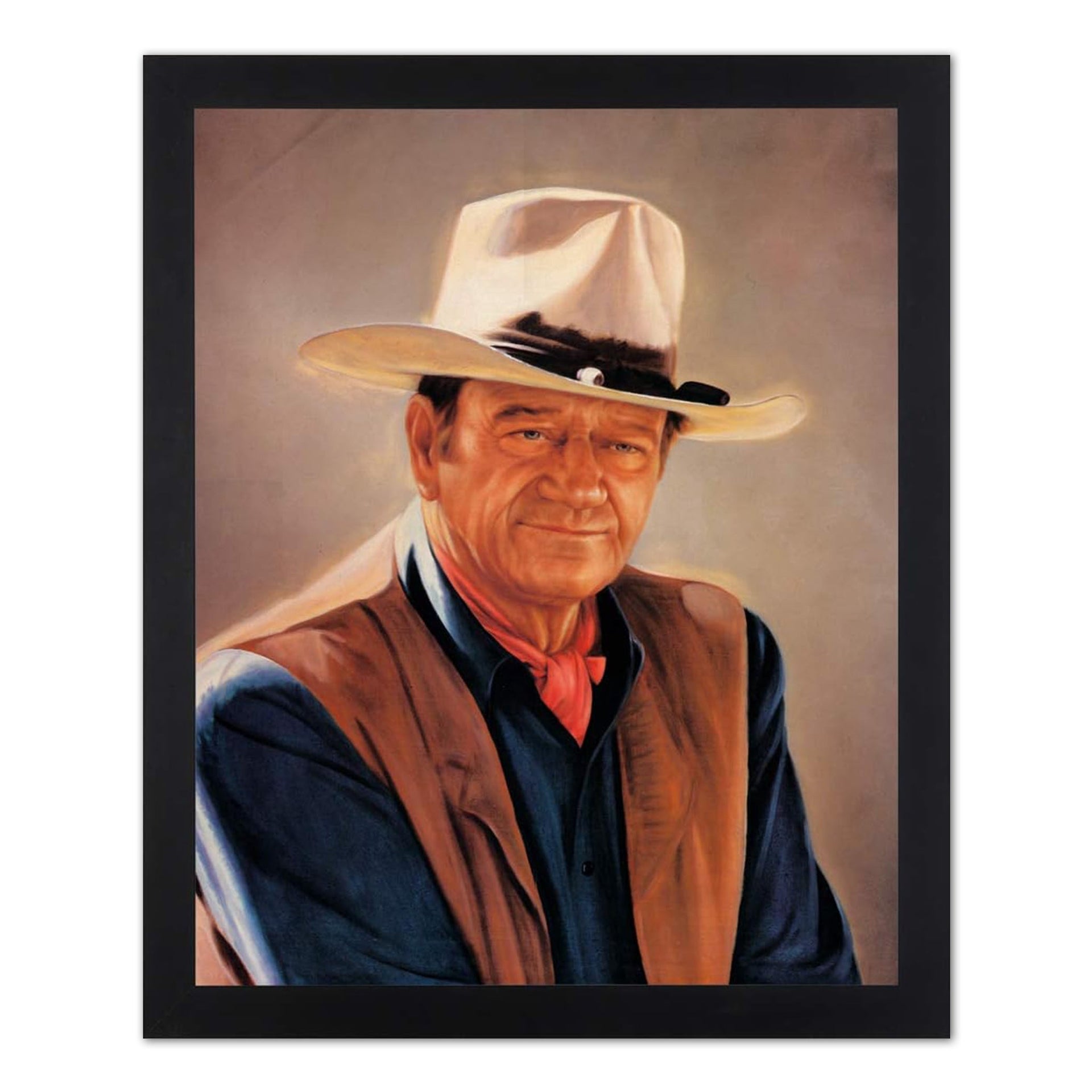 John Wayne Wall Art – Western Home Decor 16x20 Black Framed Art Print