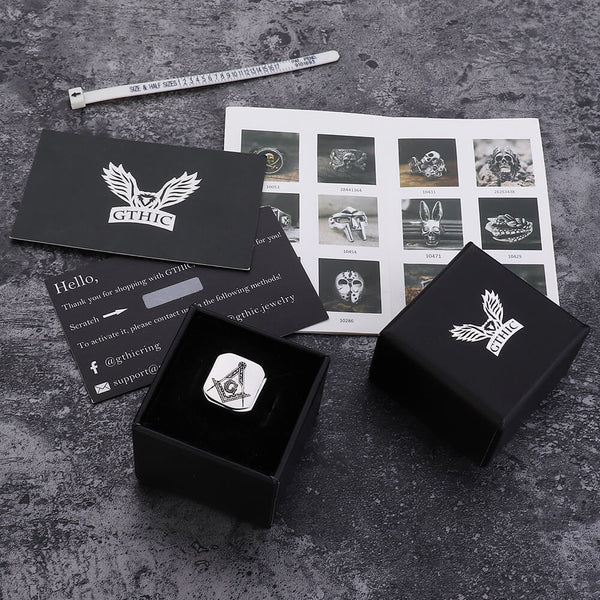 Ag Polished Stainless Steel Masonic Ring