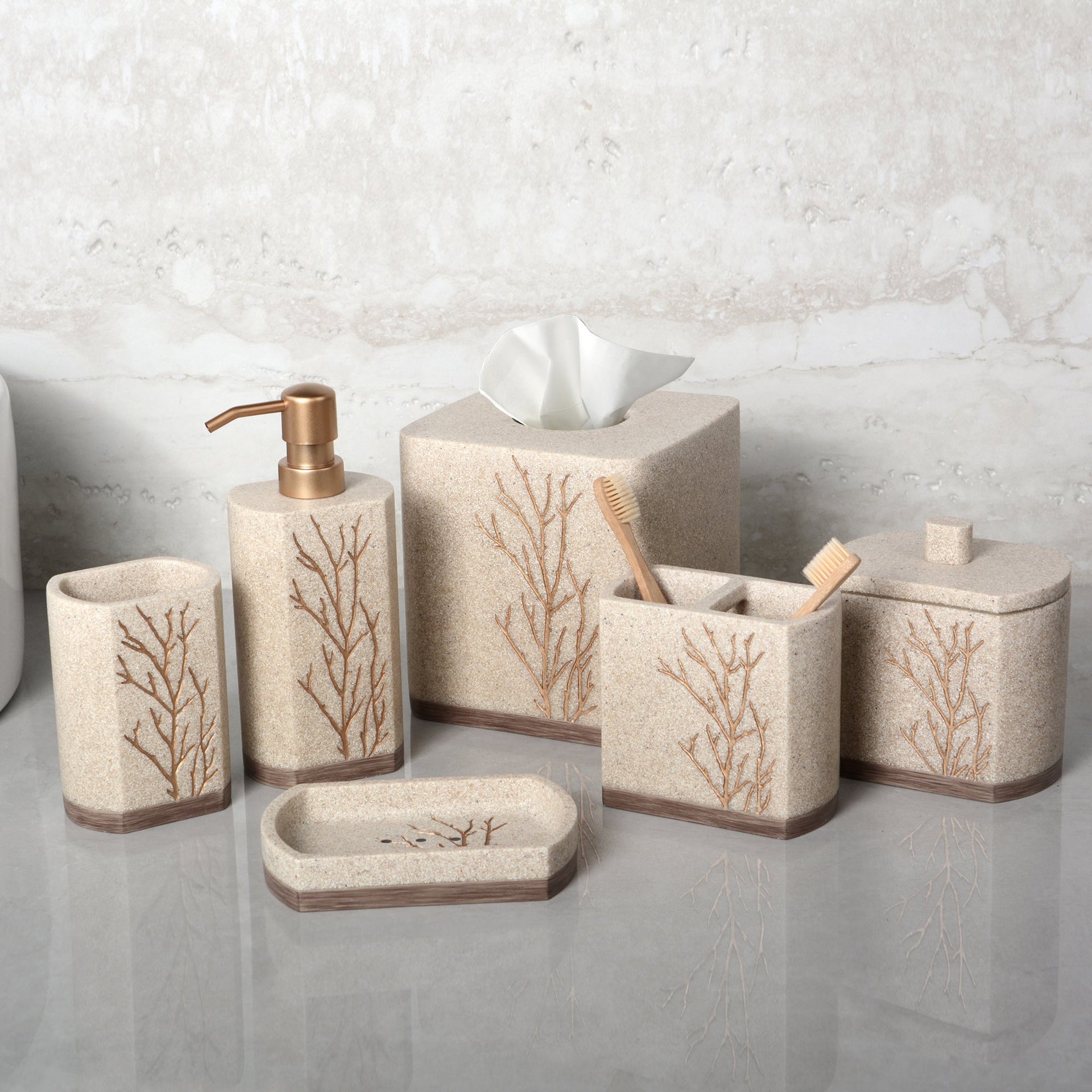 The Kent Essence Collection – Elegant Modern Bathroom Décor Accessories Set of 6 Decozen
