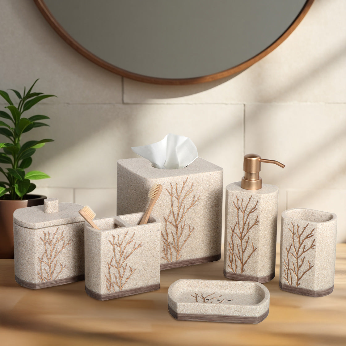 The Kent Essence Collection – Elegant Modern Bathroom Décor Accessories Set of 6 Decozen