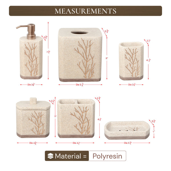 The Kent Essence Collection – Elegant Modern Bathroom Décor Accessories Set of 6 Decozen