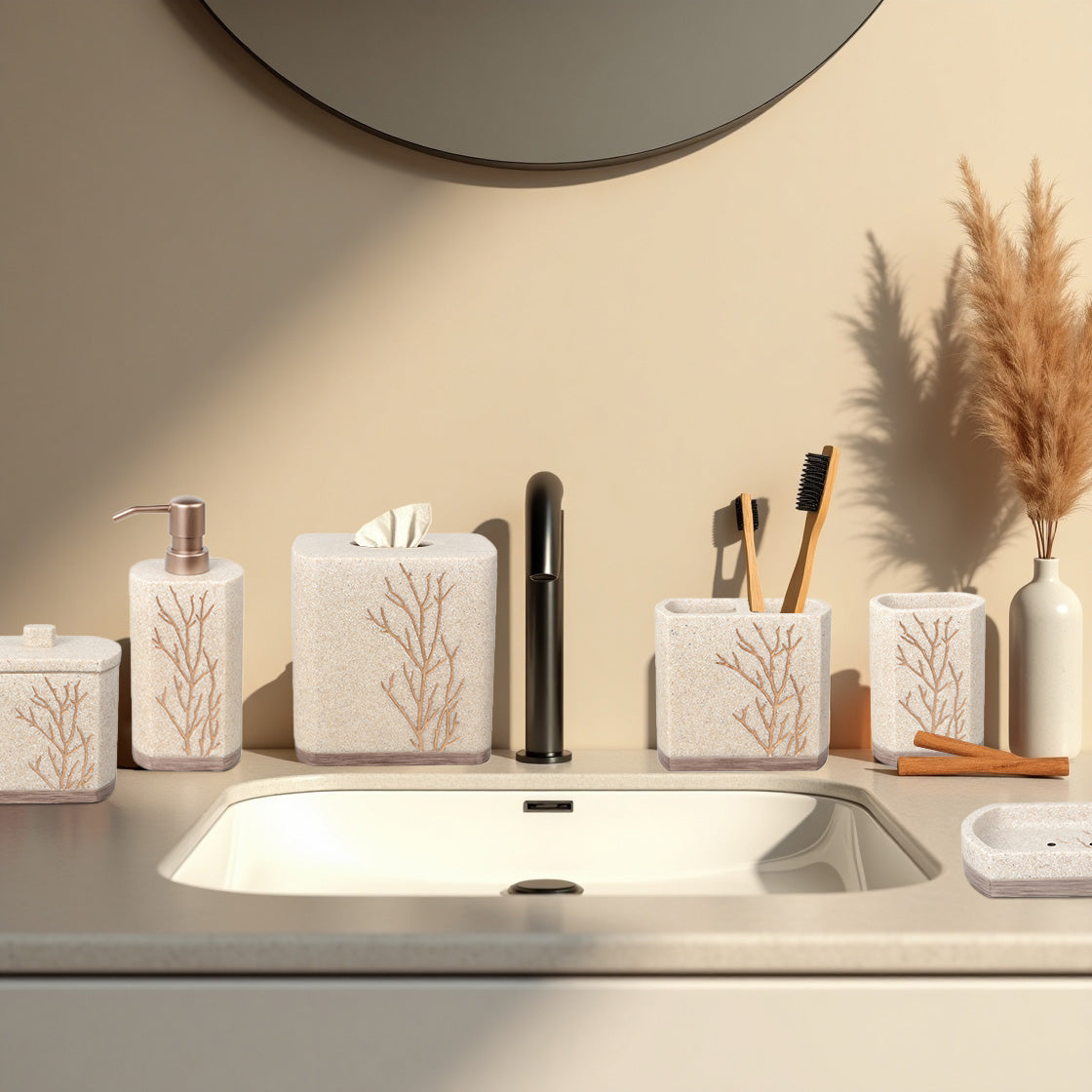 The Kent Essence Collection – Elegant Modern Bathroom Décor Accessories Set of 6 Decozen