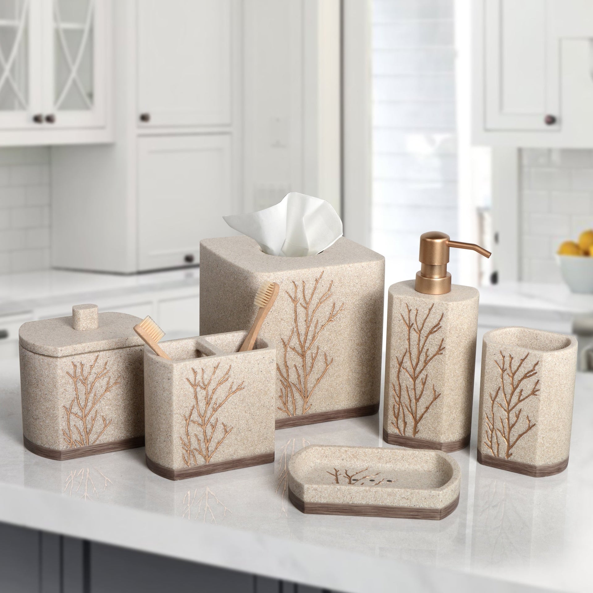 The Kent Essence Collection – Elegant Modern Bathroom Décor Accessories Set of 6 Decozen