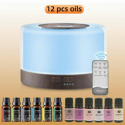 16.91Oz Essential Oil Diffuser, Aromatherapy, Humidifier, Soothing LED Lights, 6 Oils Included