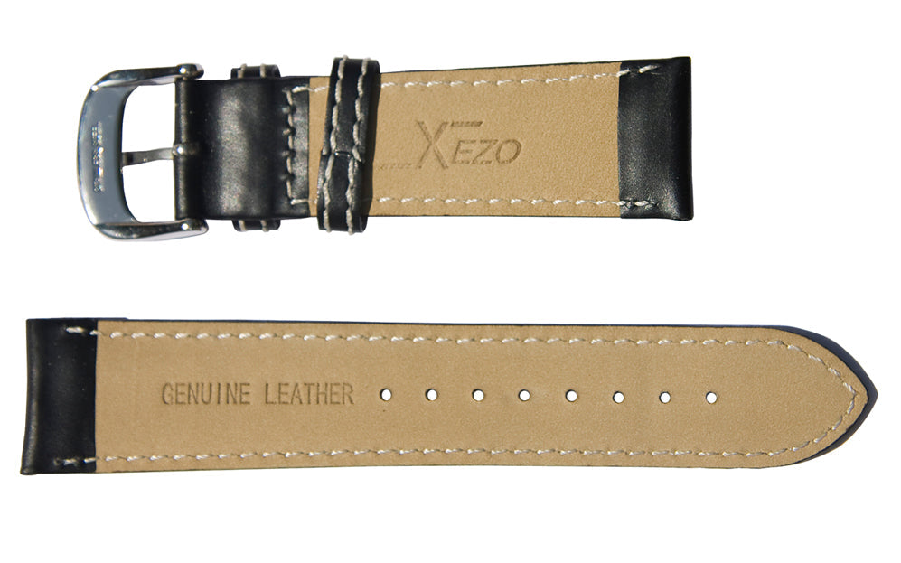 Black Calfskin Leather Band for Watches - 22 mm