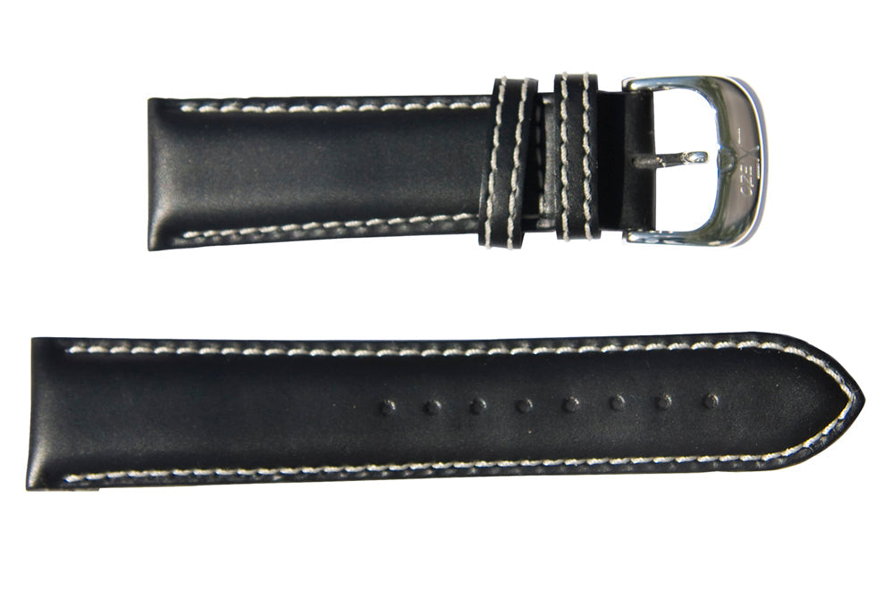Black Calfskin Leather Band for Watches - 22 mm