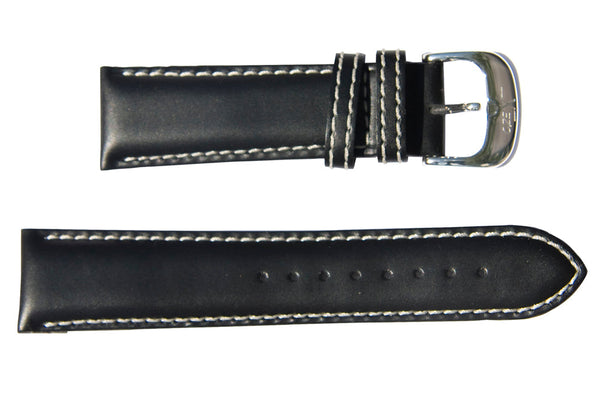 Black Calfskin Leather Band for Watches - 22 mm