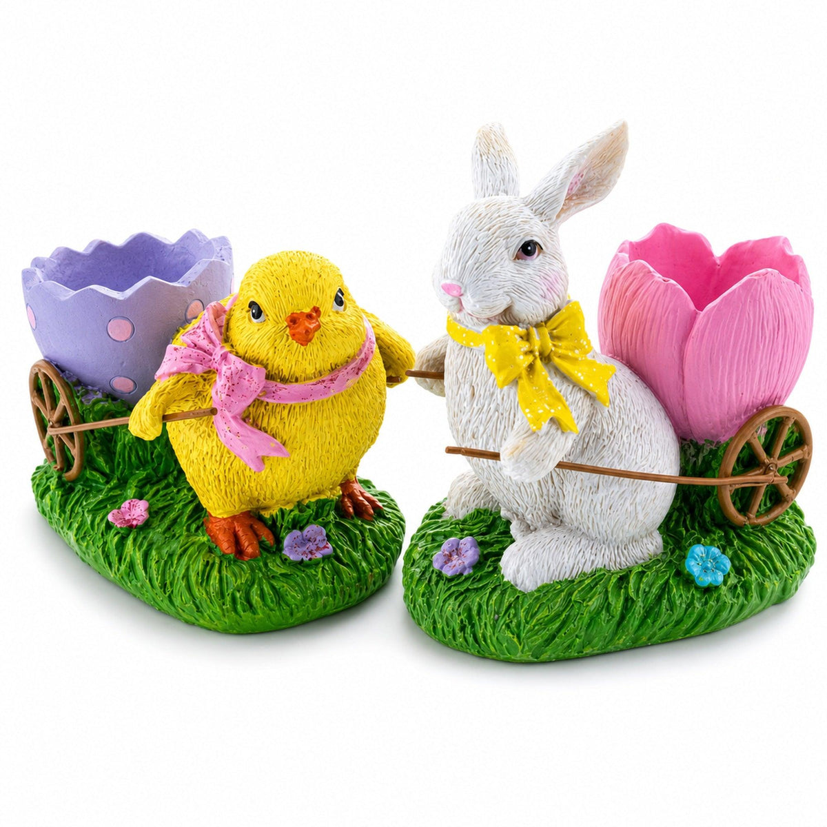 Set of 2 Easter Bunny and Chick Figurine Set - 5