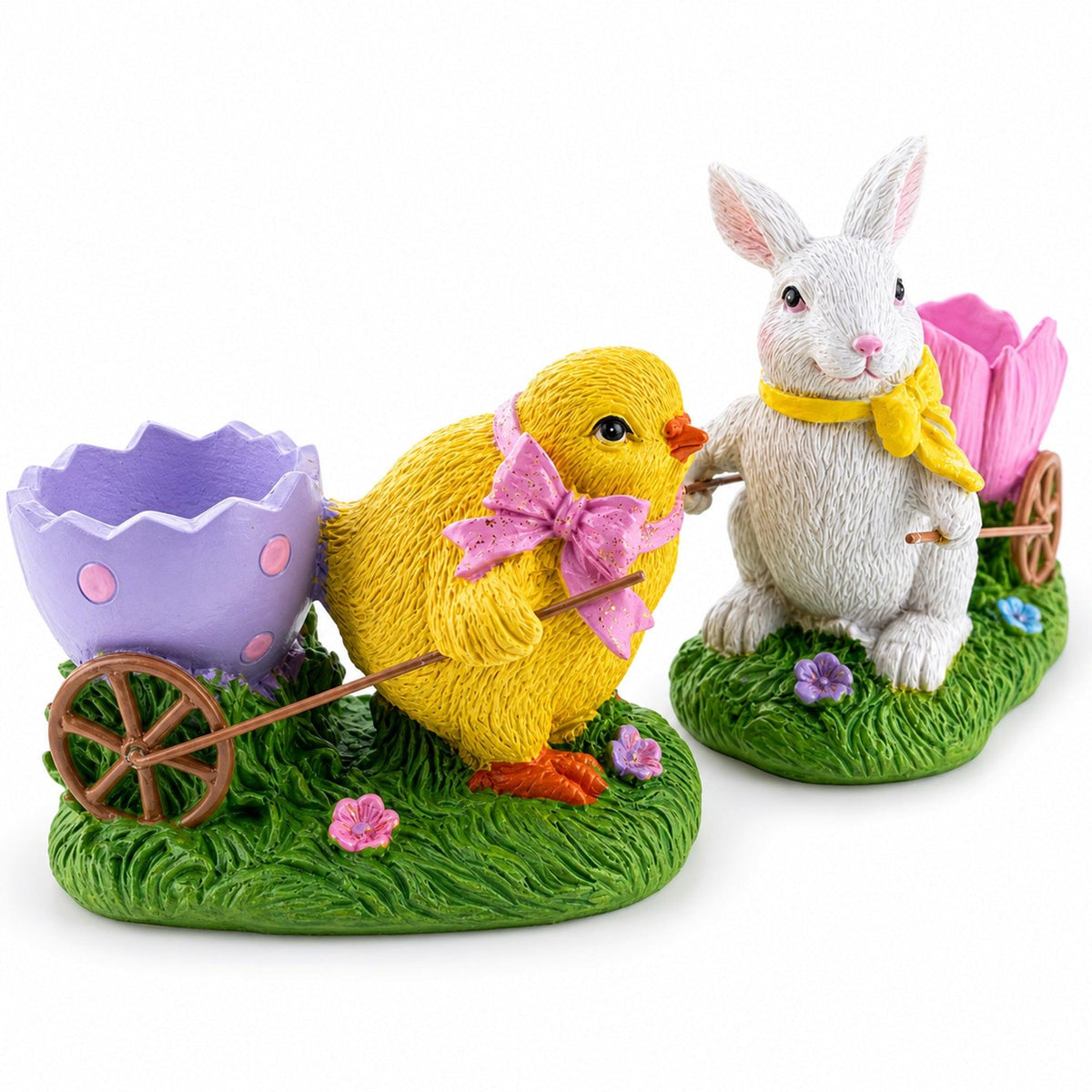 Set of 2 Easter Bunny and Chick Figurine Set - 5
