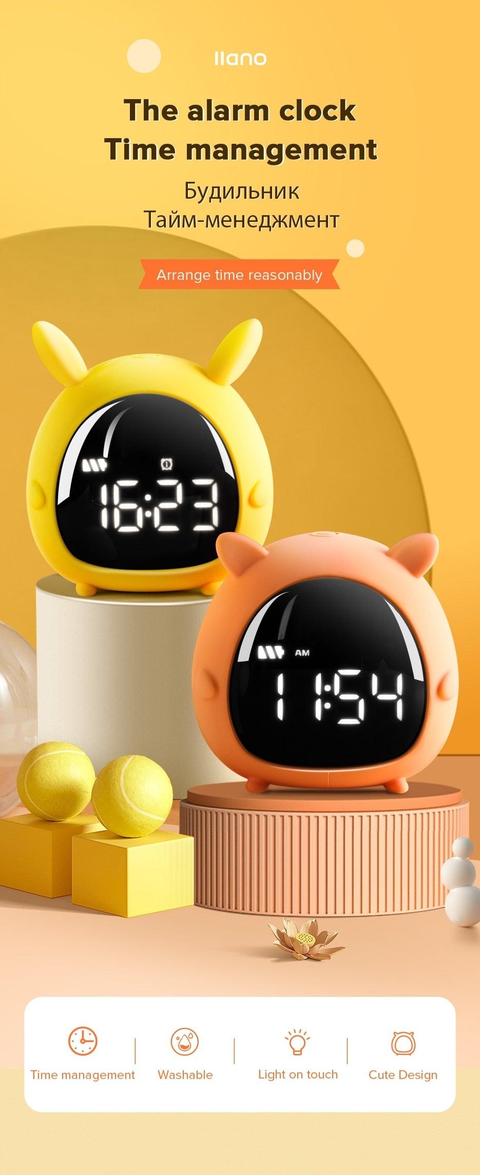 Alarm Clock Kids Child Children Sleep Bedside Alarm Clock Digital Wake Up Children's Alarm Clocks for Girls Boys Bedroom Temperature Snooze Timer Clock for Bedroom/Table/Desk