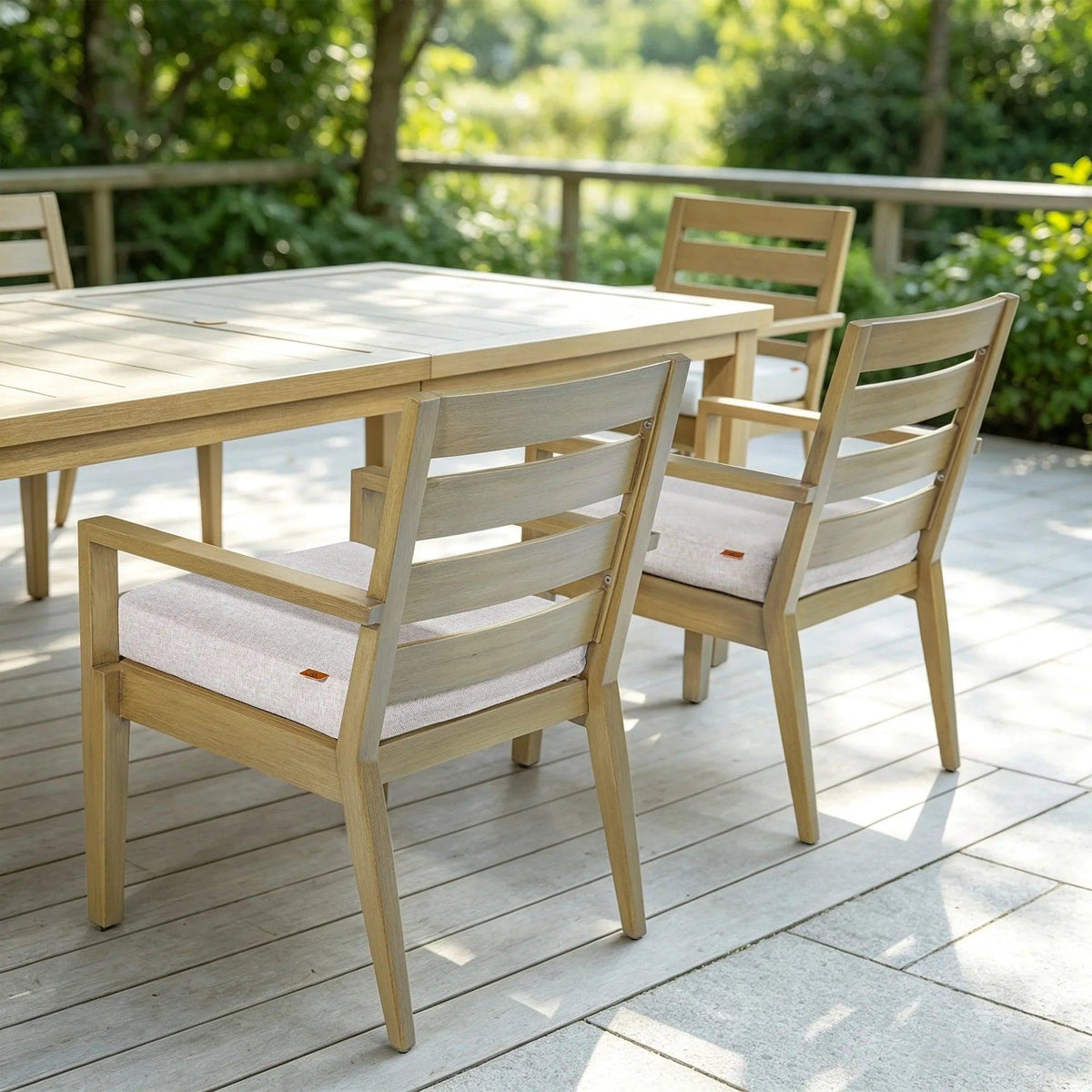 Alcudia Aluminum Patio Dining Chairs Set of 2 with Hand-Brushed Oak Finish