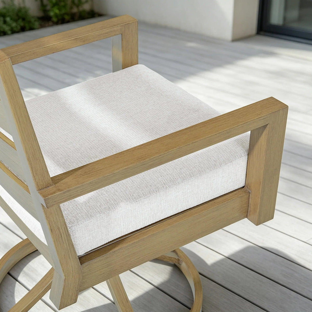 Alcudia 360° Swivel Rocker Outdoor Dining Chairs Set of 2 – Hand-Brushed Oak Finish