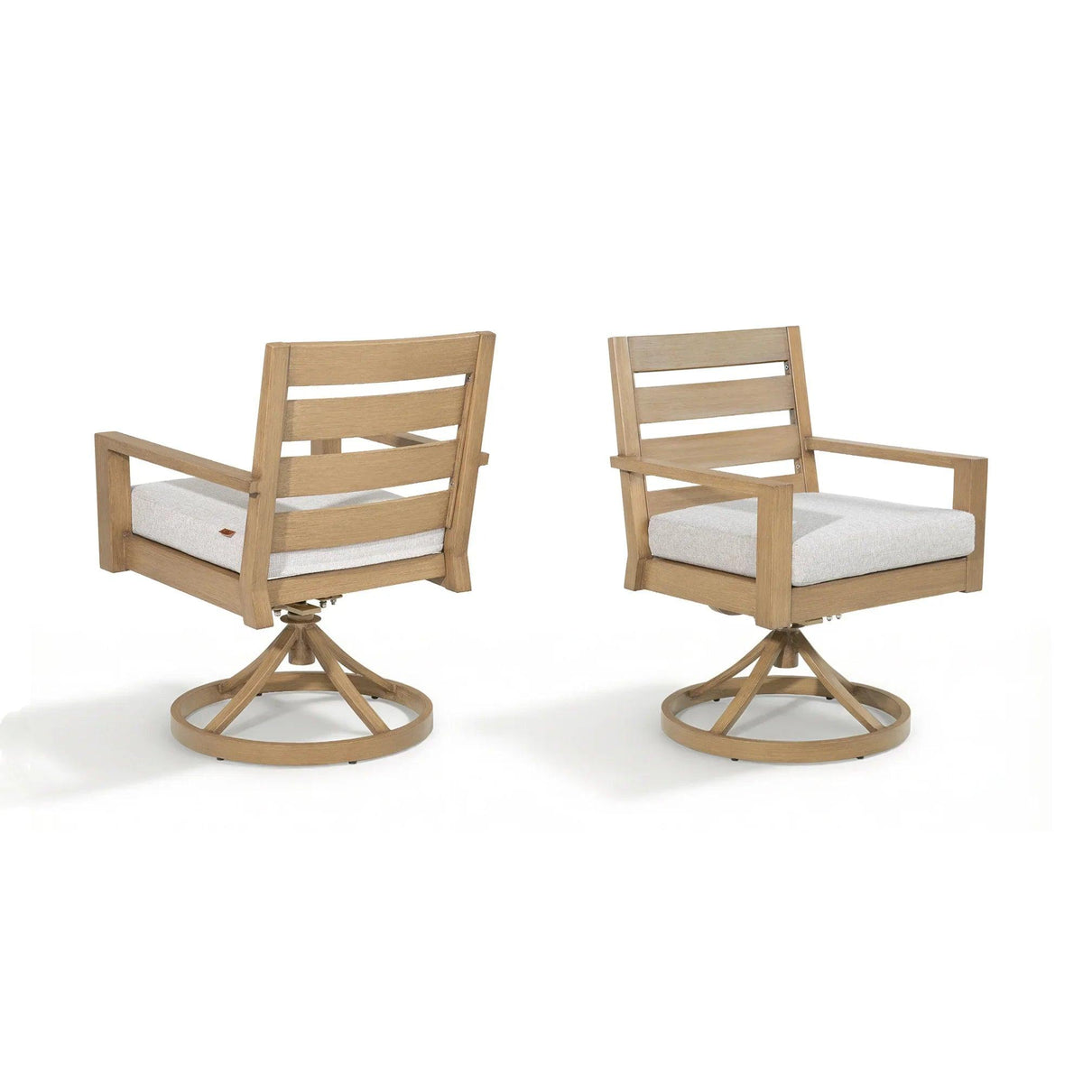 Alcudia 360° Swivel Rocker Outdoor Dining Chairs Set of 2 – Hand-Brushed Oak Finish
