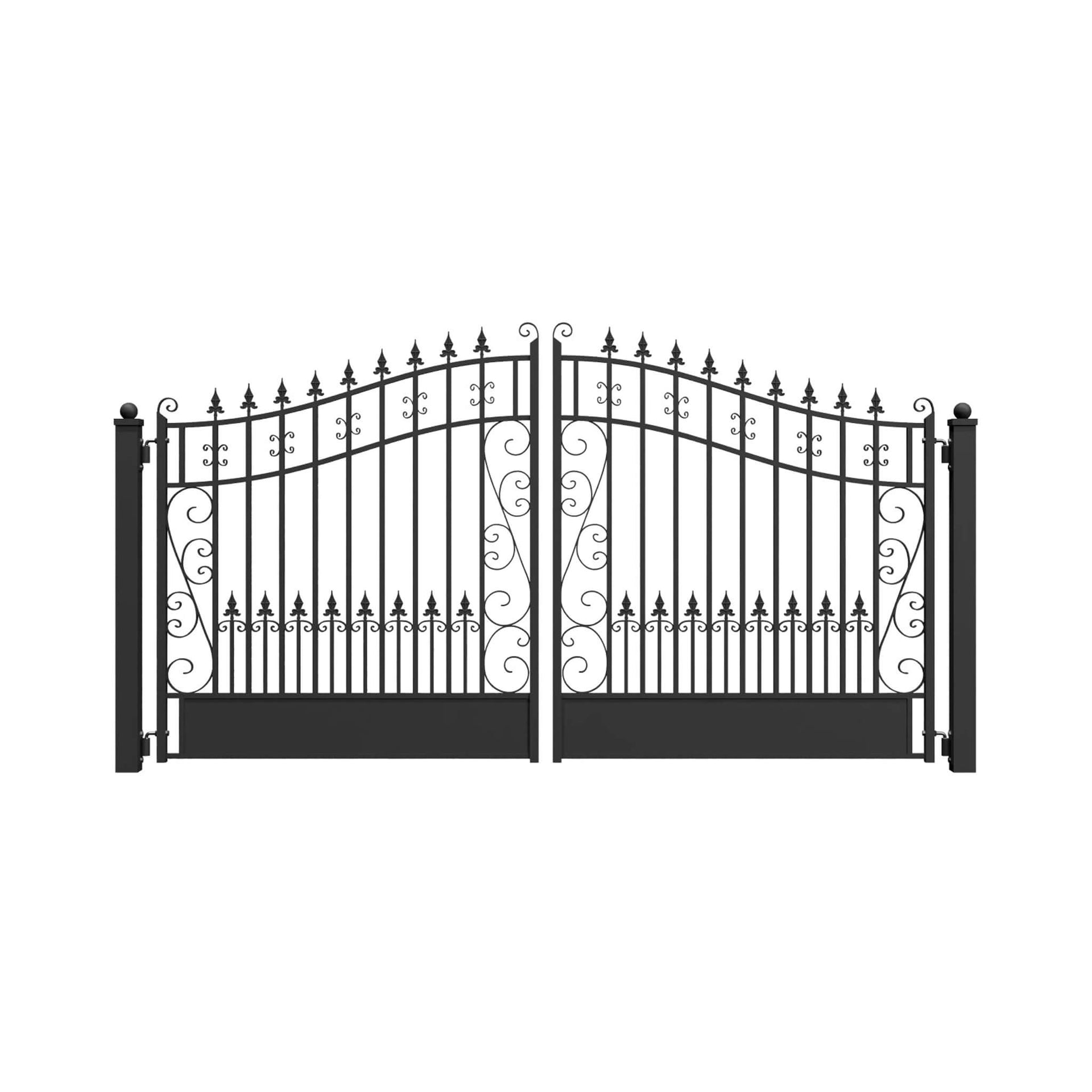 [12-18FT] Heavy-Duty Venice-Style Steel Dual-Swing Driveway Gate (SAK68025)
